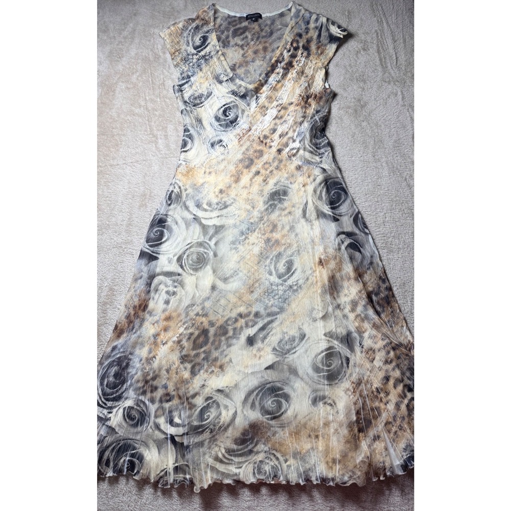 Komarov Womens Pleated Midi Dress Small Fairycore IndieSleeze Whimsigoth y2K